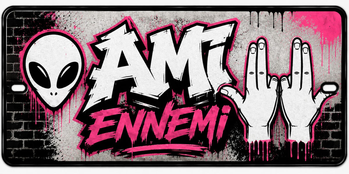 Plaque avant Ami / Topolino — Ami Ennemi rose