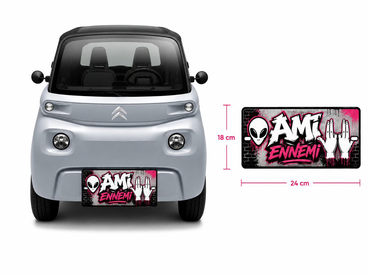 Plaque avant Ami / Topolino — Ami Ennemi rose